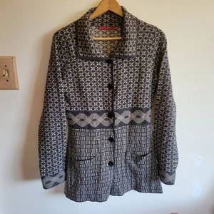 Krimson Klover Black and Gray Patterned Cardigan